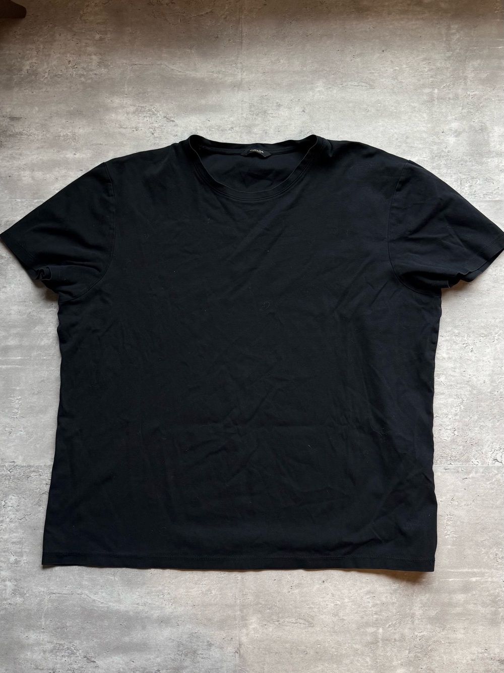 Massimo Dutti Black Short-Sleeve Crewneck Tee